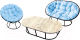 Комплект садовой мебели M-Group Мамасан, Папасан и стол / 12130403 (черный/голубая подушка) - 