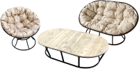 Комплект садовой мебели M-Group Мамасан, Папасан и стол 12130401 (черный/бежевая подушка) - 