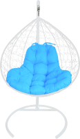 Кресло подвесное M-Group XL / 11120103 (белый ротанг/голубая подушка) - 