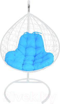 Кресло подвесное M-Group XL / 11120103 (белый ротанг/голубая подушка)