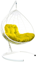 Кресло подвесное M-Group XL / 11120111 (белый ротанг/желтый подушка) - 