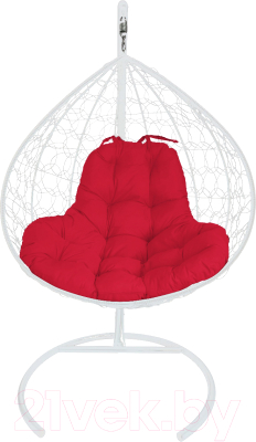 Кресло подвесное M-Group XL / 11120106 (белый ротанг/красная подушка)