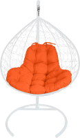 Кресло подвесное M-Group XL / 11120107 (белый ротанг/оранжевая подушка) - 