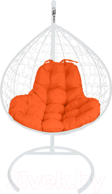 Кресло подвесное M-Group XL / 11120107 (белый ротанг/оранжевая подушка)