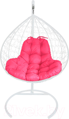 Кресло подвесное M-Group XL / 11120108 (белый ротанг/розовая подушка)
