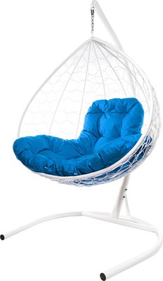 Кресло подвесное M-Group XL / 11120110 (белый ротанг/синяя подушка) - 
