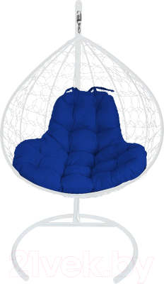 Кресло подвесное M-Group XL / 11120110 (белый ротанг/синяя подушка)