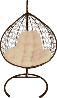Кресло подвесное M-Group XL / 11120201 (коричневый ротанг/бежевая подушка) - 