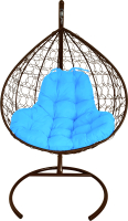 Кресло подвесное M-Group XL / 11120203 (коричневый ротанг/голубая подушка) - 