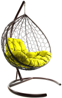 Кресло подвесное M-Group XL / 11120211 (коричневый ротанг/желтая подушка) - 