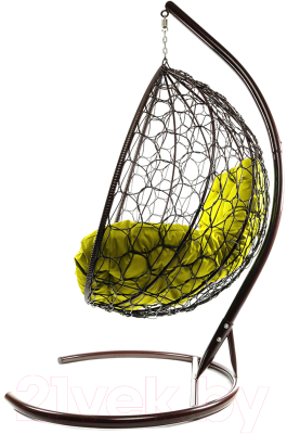 Кресло подвесное M-Group XL / 11120211 (коричневый ротанг/желтая подушка)