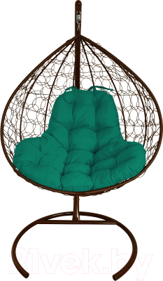 Кресло подвесное M-Group XL / 11120204 (коричневый ротанг/зеленая подушка)
