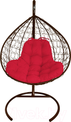 Кресло подвесное M-Group XL / 11120206 (коричневый ротанг/красная подушка)