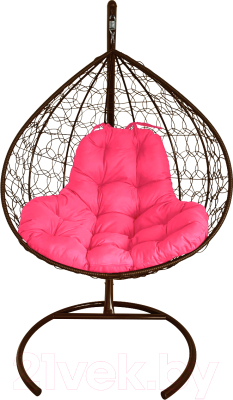 Кресло подвесное M-Group XL / 11120208 (коричневый ротанг/розовая подушка)