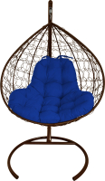 Кресло подвесное M-Group XL / 11120210 (коричневый ротанг/синяя подушка) - 