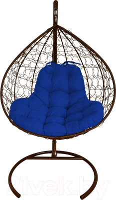 Кресло подвесное M-Group XL / 11120210 (коричневый ротанг/синяя подушка)