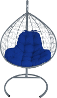 Кресло подвесное M-Group XL / 11120310 (серый ротанг/синяя подушка) - 