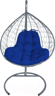 Кресло подвесное M-Group XL / 11120310 (серый ротанг/синяя подушка)