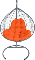 Кресло подвесное M-Group XL / 11120307 (серый ротанг/оранжевая подушка) - 