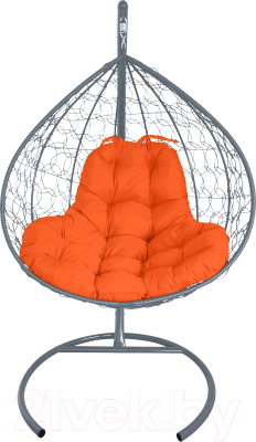Кресло подвесное M-Group XL / 11120307 (серый ротанг/оранжевая подушка)