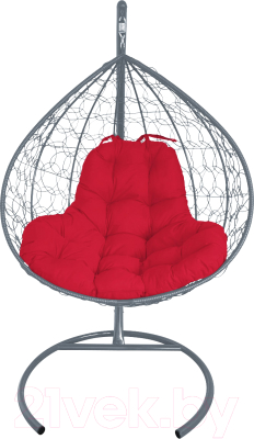 Кресло подвесное M-Group XL / 11120306 (серый ротанг/красная подушка)