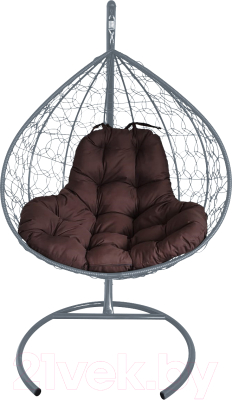 Кресло подвесное M-Group XL / 11120305 (серый ротанг/коричневая подушка)