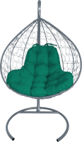 Кресло подвесное M-Group XL / 11120304 (серый ротанг/зеленая подушка) - 
