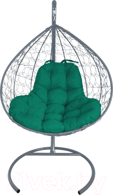 Кресло подвесное M-Group XL / 11120304 (серый ротанг/зеленая подушка)