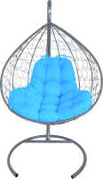 Кресло подвесное M-Group XL / 11120303 (серый ротанг/голубая подушка) - 