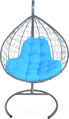 Кресло подвесное M-Group XL / 11120303 (серый ротанг/голубая подушка)