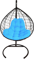 Кресло подвесное M-Group XL / 11120403 (черный ротанг/голубая подушка) - 