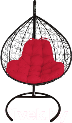 Кресло подвесное M-Group XL / 11120406 (черный ротанг/красная подушка)