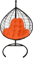 Кресло подвесное M-Group XL / 11120407 (черный ротанг/оранжевая подушка) - 