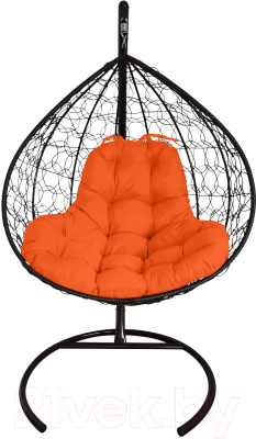 Кресло подвесное M-Group XL / 11120407 (черный ротанг/оранжевая подушка)