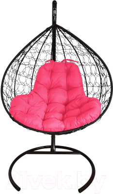 Кресло подвесное M-Group XL / 11120408 (черный ротанг/розовая подушка)