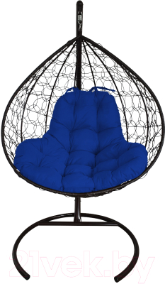 Кресло подвесное M-Group XL / 11120410 (черный ротанг/синяя подушка)