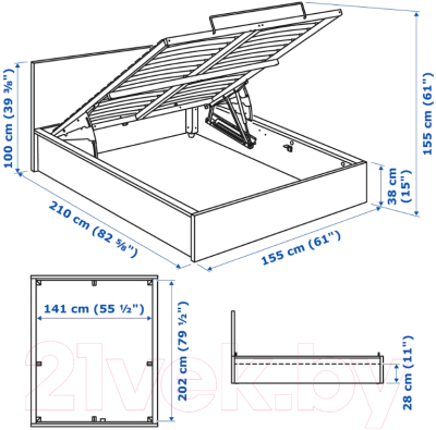 Двуспальная кровать Ikea Мальм 904.126.81