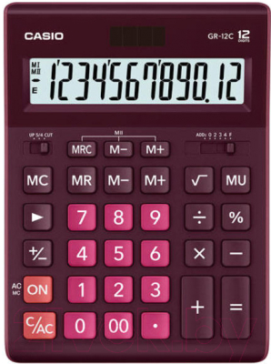 Калькулятор Casio GR-12C-WR-W-EP (бордовый)