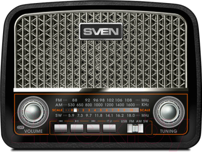 Радиоприемник Sven SRP-555 (черный/серебристый)