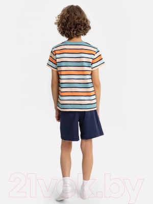 Пижама детская Mark Formelle 563322 (р.122-60, цветная полоска/синий/декор)