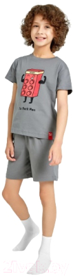 Пижама детская Mark Formelle 563322-1 (р.128-64, серый/печать)