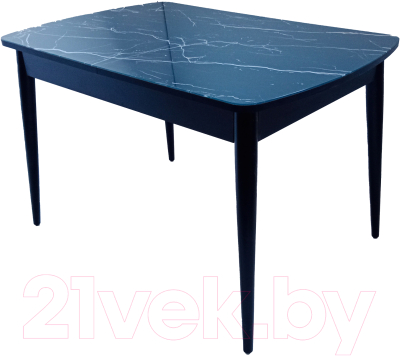 Обеденный стол Васанти Плюс БРФ 120/152x80/1Р ((черный мрамор мателак/черный/белый/черный)