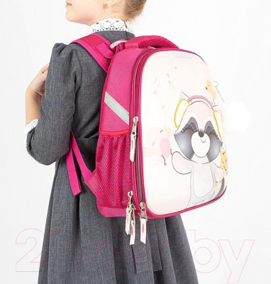 Школьный рюкзак Ecotope Kids Енот / 057-540Y-16-CLR (фуксия)