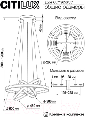 Потолочный светильник Citilux Дуэт CL719650