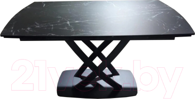 Обеденный стол M-City Foggia 140 KL-116 / 614M05214 (черный мрамор матовый/черный)