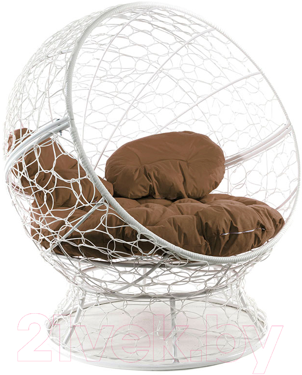 Кресло садовое M-Group Апельсин / 11520101 (белый ротанг/бежевая подушка) — фото 1