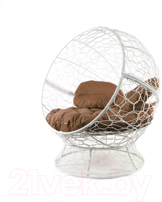 Кресло садовое M-Group Апельсин / 11520101 (белый ротанг/бежевая подушка)