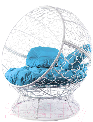 Кресло садовое M-Group Апельсин / 11520103 (белый ротанг/голубая подушка)