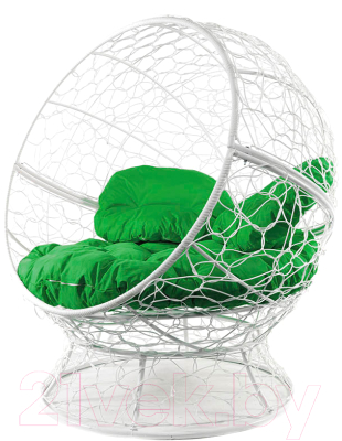 Кресло садовое M-Group Апельсин / 11520104 (белый ротанг/зеленая подушка)