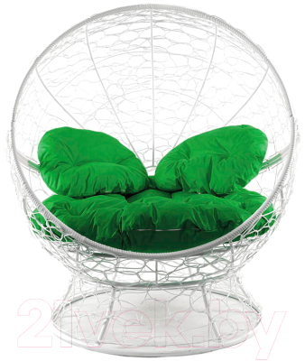 Кресло садовое M-Group Апельсин / 11520104 (белый ротанг/зеленая подушка)